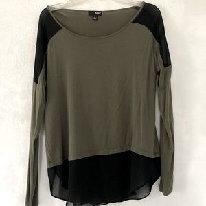 Army green shirt with sheer detailing